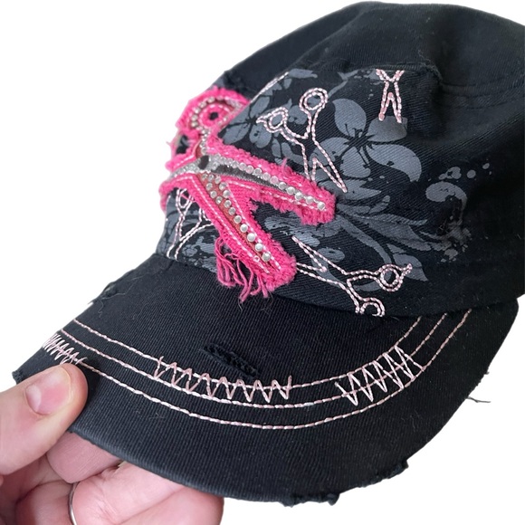 KBETHOS Cadet / Conductor Distressed Bling Adjustable Hair Stylist Hat NWOT - Picture 6 of 16